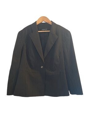Jones New York WOMAN Navy BLUE Pinstripe Blazer 18W Stretch Work Career Academia